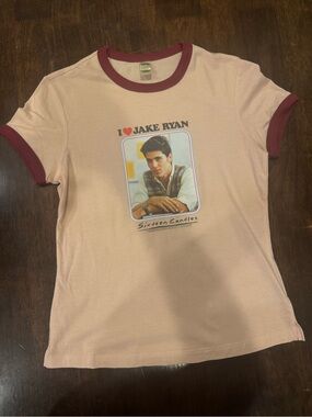 Kavio I ♥ Jake Ryan Pink Ringer Tee with Burgundy Trim